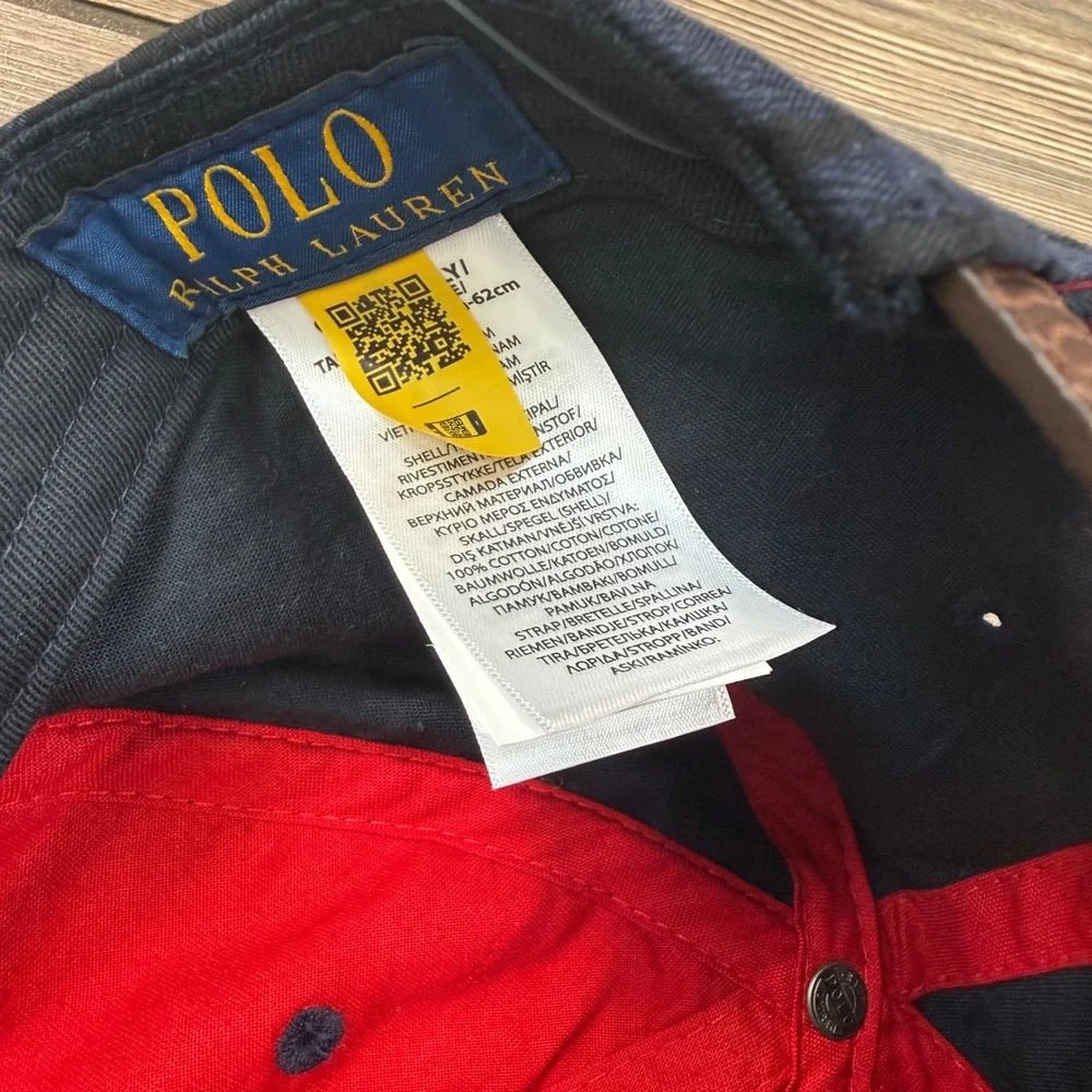 Polo Ralph Lauren Mens Plaid Ball Cap Black Watch Green Blue Leather Strap NWT